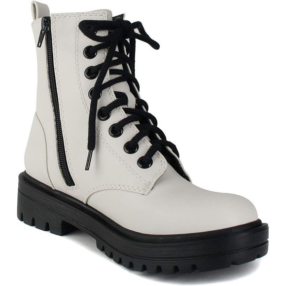Soda Firm Women Lace Up Combat Boots with Side Zipper. White. Sz 10. - Picture 14 of 15